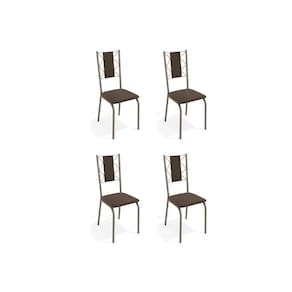 Kit 4 Cadeiras Sala Jantar Lisboa 4C076 4 Un Níquel/Courano Marrom - Kappesberg