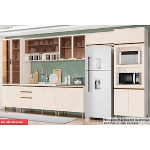 Cozinha Completa Connect 8 Peças (3Aéreos+2Balcões+2Paneleiros+1Complemento) C5P75 Off White - Henn