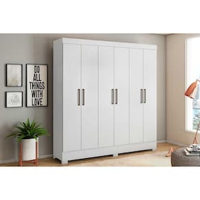 Guarda Roupa Casal 6 Portas e 3 Gavetas Prático Branco - Demóbile