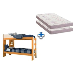 Colchão Physical Ortobom (2Un) + Beliche Indy Cinamomo/Off White