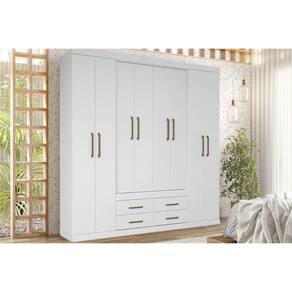 Guarda Roupa Casal 8 Portas e 4 Gavetas Nápoles Branco - Santos Andirá