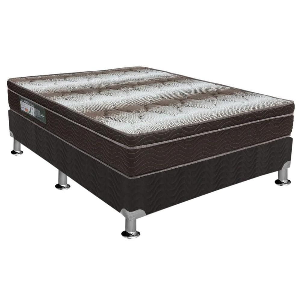 Cama Box Casal: Colchão Ortopédico Ortobom Light + Base CRC Courano Black (138x188)