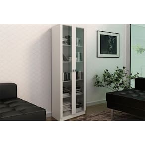 Armário de Escritório ME4115 c/ 2 Portas de Vidro Branco - Tecno Mobili