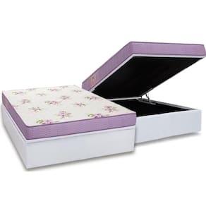 Cama Box Baú Casal: Colchão Molas Ensacadas Ortobom D23 Physical Super Resistente + Base CRC Courano White(138x188)