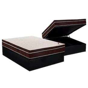 Conjunto Box Baú: Colchão Ortopédico Ortobom Exclusive + Base CRC Courano Black Casal (138x188)