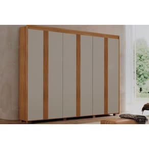 Guarda Roupa Casal 6 Portas e 6 Gavetas c/ Pés Apolo Naturale/Off White - Rufato