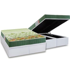 Cama Box Baú Casal: Colchão Anatômico D Angelis Anjos D28 / AG65 Pantanal + Base CRC Courano White (138x188)