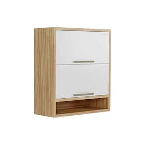 Armário Aéreo Cozinha Modulado Syrah Nicho c/ 2 Portas Basculante 80cm Amendoa/Branco - Ronipa