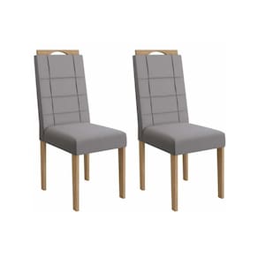 Cadeira Sala de Jantar 2CAD150EA Kit 2 Un Carvalho/Suede Cinza - Kappesberg
