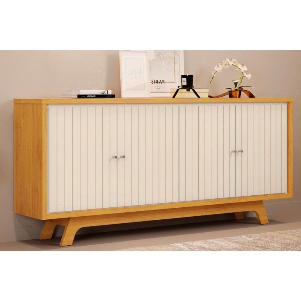 Buffet de Sala Jantar Brise c/ 4 Portas Cedro/Off White - DJ Móveis