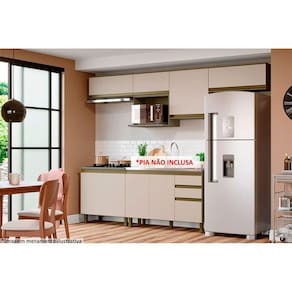 Cozinha Modulada Completa Connect 8 Peças (4 Armários + 2 Balcões + 2 Complementos) C8P11 Duna/Cristal - Henn