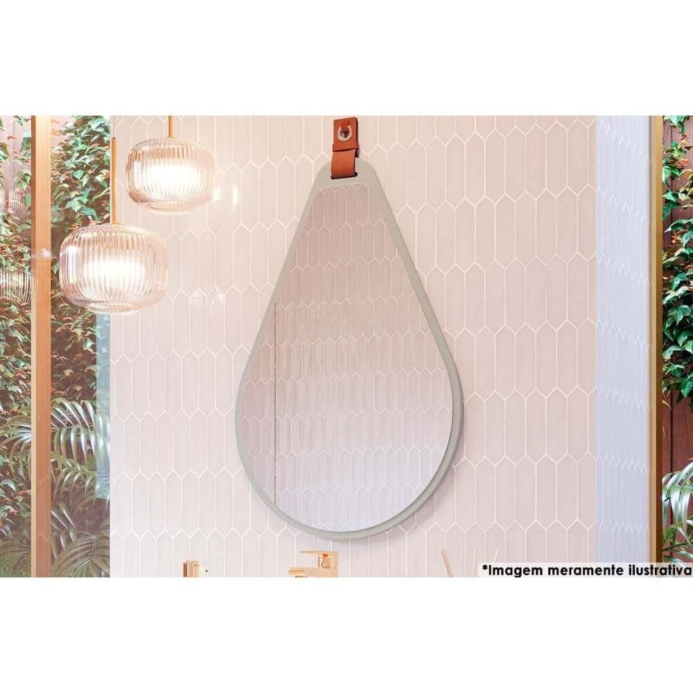 Espelho de Quarto Solteiro Gota 50X76cm Pistache/Freijo - MGM