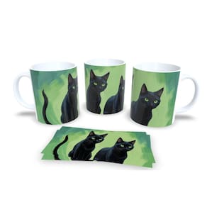 Caneca Cerâmica Personalizada Gato Gatinhos Preto - Modelo 785042