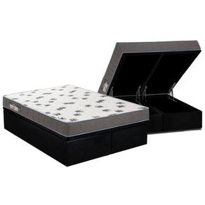 Conjunto Box Baú: Colchão Espuma Ortobom D33 Light Saúde + Base CRC Courano Black Queen (158x198)