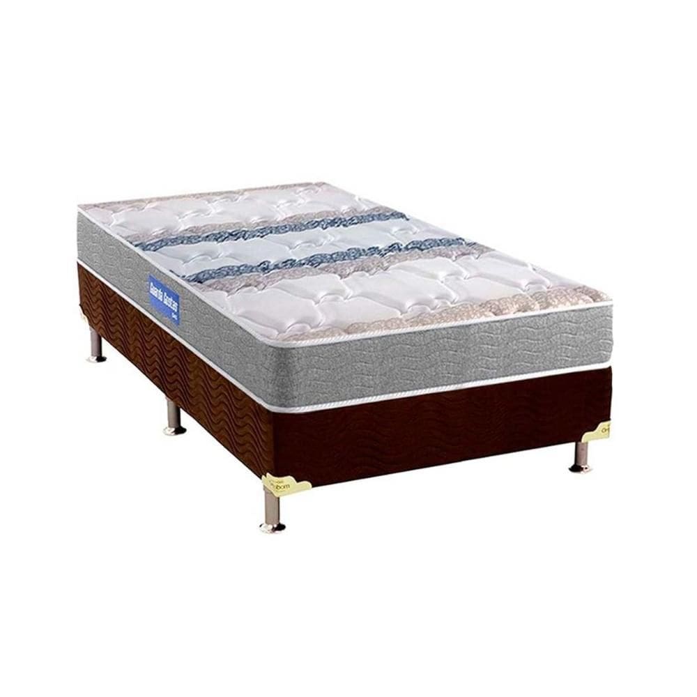 Cama Box Solteiro: Colchão Espuma Probel D45 Guarda Costas + Base CRC Suede Brown(88x188)