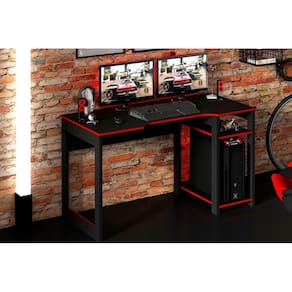 Mesa Computador Casal Gamer ME4152 Preto/Vermelho - Tecno Mobili
