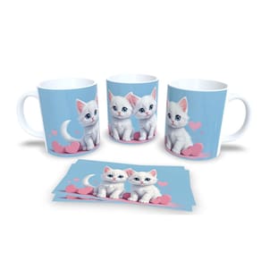 Caneca Cerâmica Personalizada Gato Gatinhos Branco - Modelo 785043