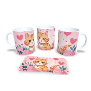 Caneca Cerâmica Personalizada Gato Gatinhos Laranja - Modelo 785035