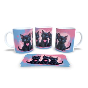 Caneca Cerâmica Personalizada Gato Gatinhos Preto - Modelo 785025