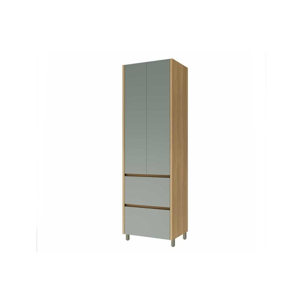 Armário de Cozinha Modulado Paneleiro Rainha c/ 2 Portas e 2 Gavetas 70cm Nature/Verde - Nesher