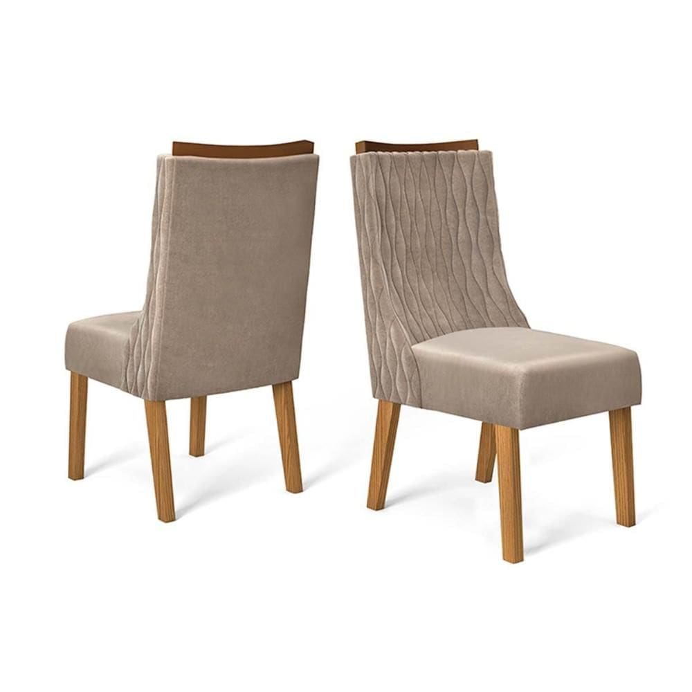 Kit 2 Cadeiras Sala Jantar Jade 2 Un Carvalho Nobre/Suede Kraft - DJ Móveis