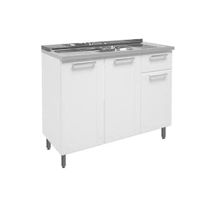 Módulo Cozinha Bertolini Múltipla Balcão c/ Pia c/ 3 Portas e 1 Gaveta Branco-Bertolini