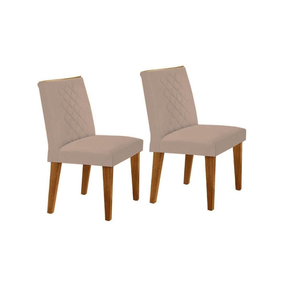 Kit 2 Cadeiras de Cozinha Jade 2 Un Madeira Capuccino/Suede Creme - Rufato