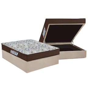 Cama Box Baú Casal: Colchão Anatômico Ortobom D45 ISO 150 Mega Firme + Base CRC Suede Clean (138x188)