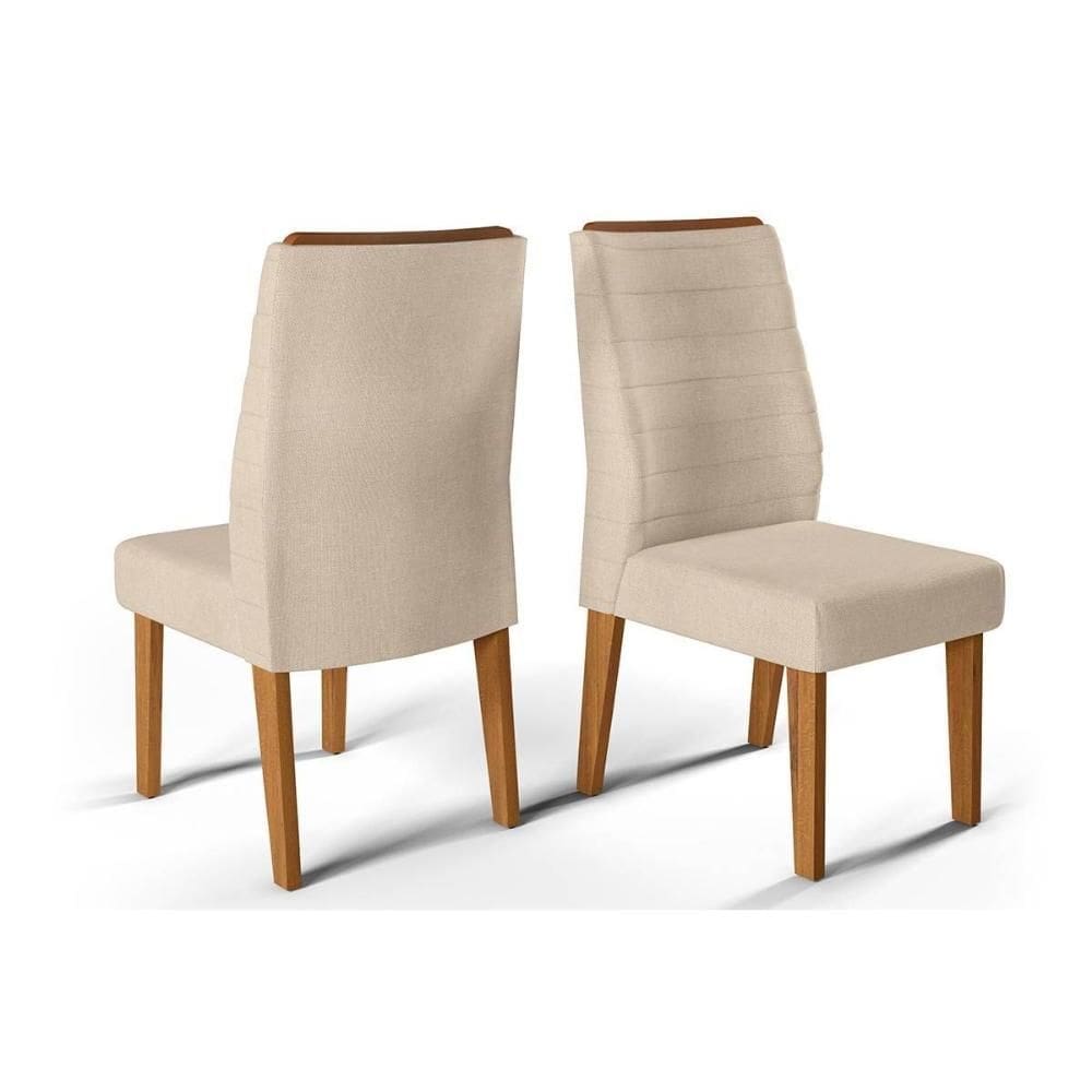 Kit 2 Cadeiras de Cozinha Ondina 2 Un Rústico Terrara/Linho Claro - DJ Móveis