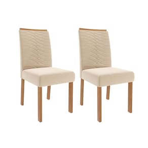 Kit 2 Cadeiras de Cozinha Clarice Wood 2 Un Madeirado/Suede Nude Bege - Cimol