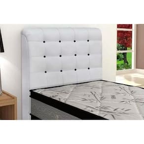 Cabeceira Cama Box Estofada Solteiro Dama Plus Courano Branco/Preto - Simbal