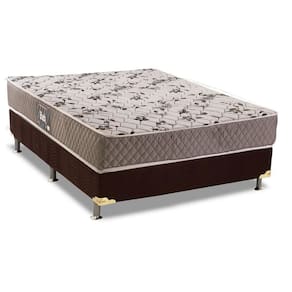 Cama Box Casal: Colchão Espuma Herval D28/AG65 Black + Base CRC Suede Brown(138x188)