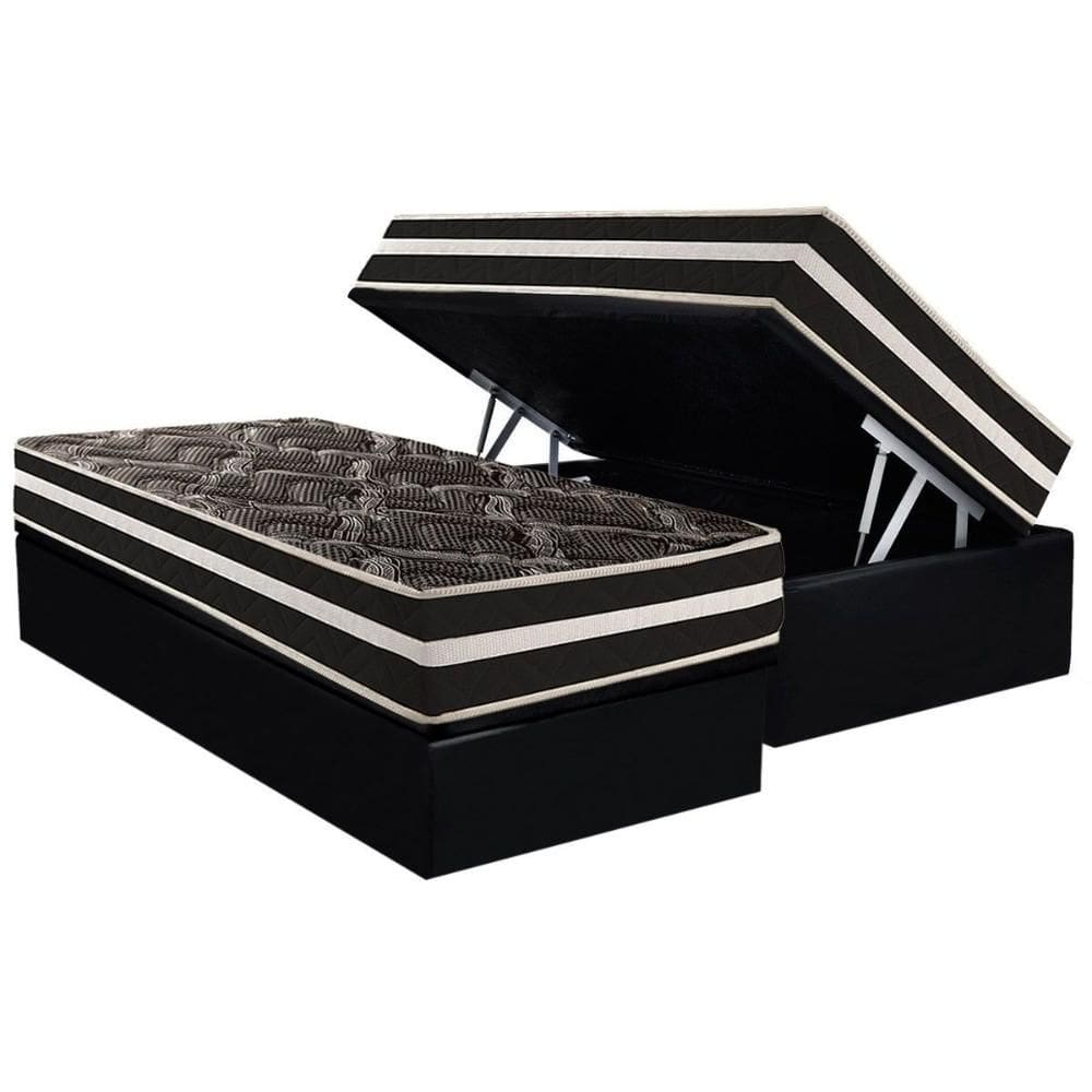 Conjunto Box Baú Solteiro: Colchão Espuma Paropas D28 / Master AG80 Black Double Face 25 + Base CRC Suede Black (88x188)