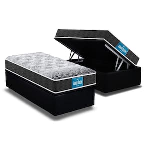 Cama Box Baú Solteiro: Colchão Anatômico Probel D28 Guarda Costas PróMiddle + Base CRC Suede Black (88x188)