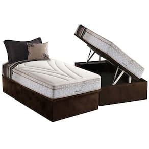 Conjunto Box Baú Solteiro: Colchão Molas Herval Maxspring American + Base CRC Suede Brown (88x188)