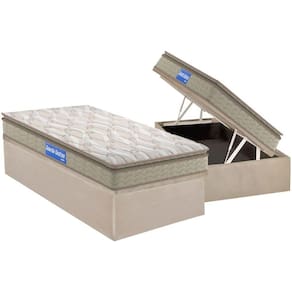 Conjunto Box Baú Solteiro: Colchão Espuma Probel D45 Guarda Costas + Base CRC Suede Clean (88x188)