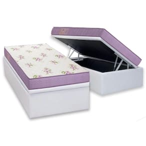 Cama Box Baú Solteiro: Colchão Molas Ensacadas Ortobom D23 Physical Super Resistente + Base CRC Courano White(88x188)
