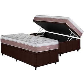 Conjunto Box Baú Solteiro: Colchão Molas Herval Maxspring Coimbra + Base CRC Courano Brown (88x188)