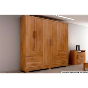 Guarda Roupa Solteiro 6 Portas e 6 Gavetas c/ Pés Encant/Berlim Cumaru - Novo Horizonte
