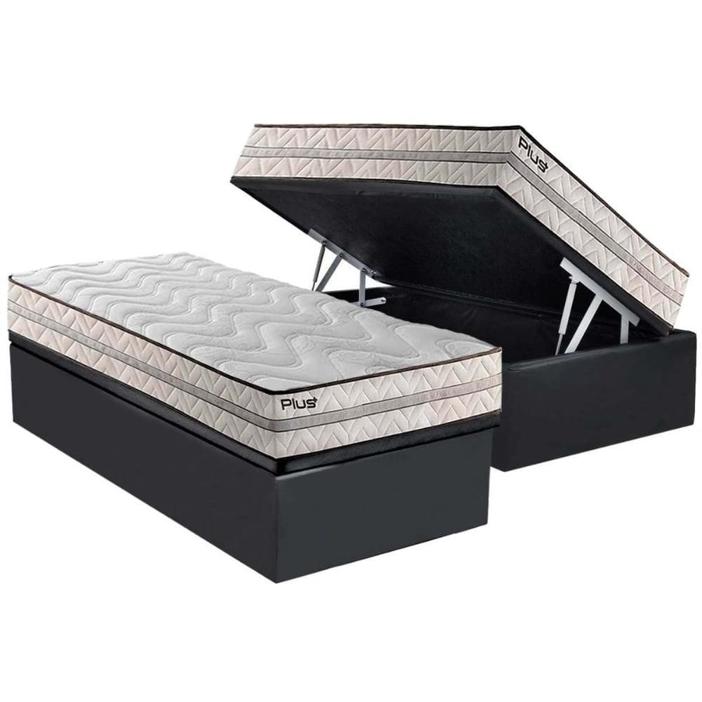 Conjunto Box Baú Solteiro: Colchão Espuma Paropas D33 Pasquale Plus + Base CRC Suede Gray (88x188)