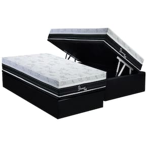 Conjunto Box Baú Solteiro: Colchão Molas Polar Superlastic Diamond + Base CRC Suede Black (88x188)