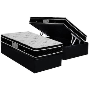 Conjunto Box Baú Solteiro: Colchão Molas Ortobom Nanolastic Physical + Base CRC Courano Black (88x188)