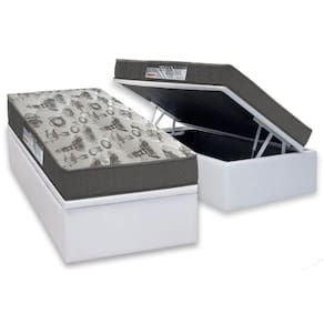 Cama Box Baú Solteiro: Colchão Espuma D33 Ortobom / EP ISO 100 Ultra Firme + Base CRC Courano White(88x188)