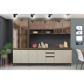 Cozinha Completa Connect 7 Peças (2Aéreos+2Balcões+1Paneleiro+2Complementos) C7P03 Duna/Cristal - Henn