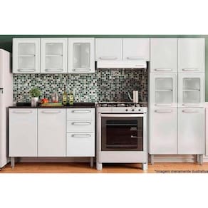 Kit de Cozinha Completa 4 Peças Evidence (2 Armários + 1 Balcão + 1 Paneleiro) C4P56 Branco - Bertolini