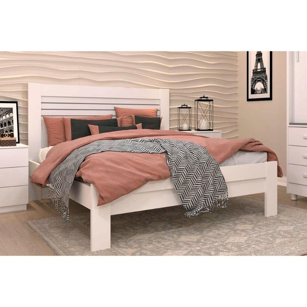 Cama de Casal Safira Neve - Tcil Móveis