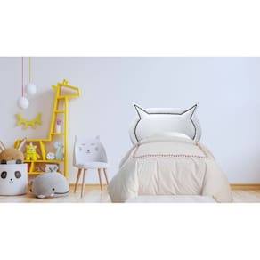 Cabeceira Box Solteiro Estofada Deluxe Gatinho Branco Corino
