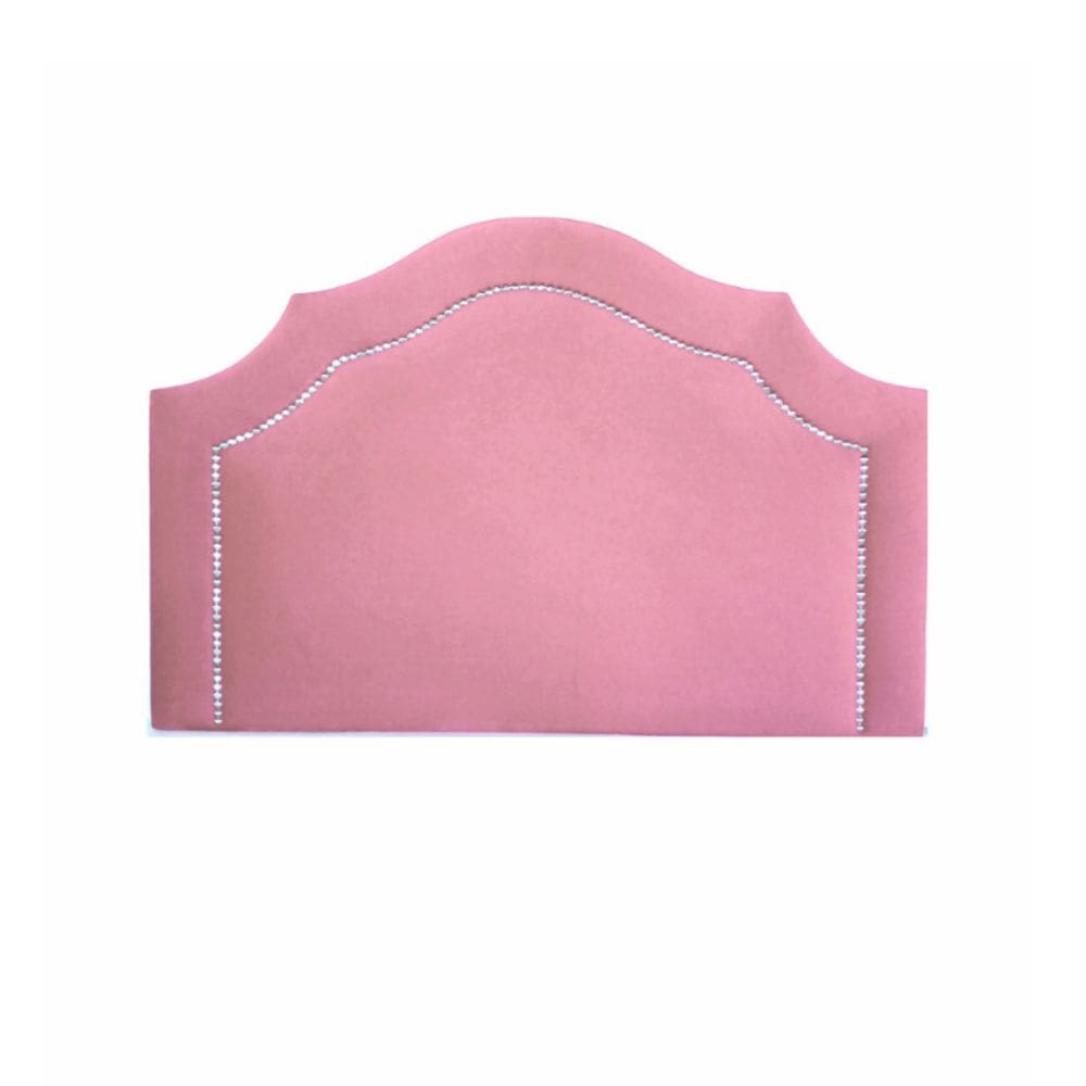 Cabeceira Provençal Solteiro Veludo Rosê Tachas Prata BMS