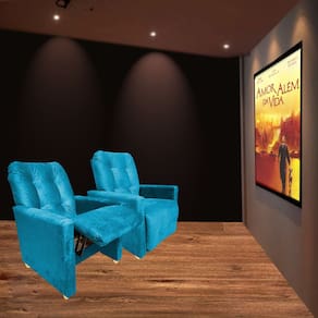 kit Duas Poltronas Reclinavel Pra Sala de Cinema Premium Turquesa