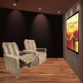 kit Duas Poltronas Reclinavel Pra Sala de Cinema Premium Capuccino